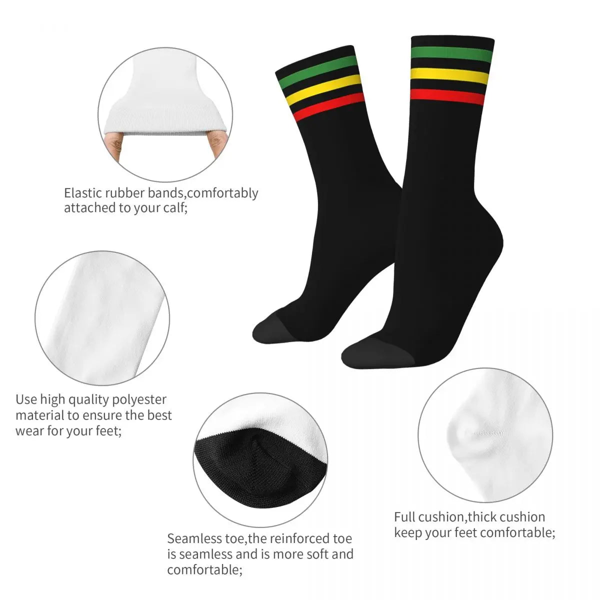 Rasta Printed Crew Socks