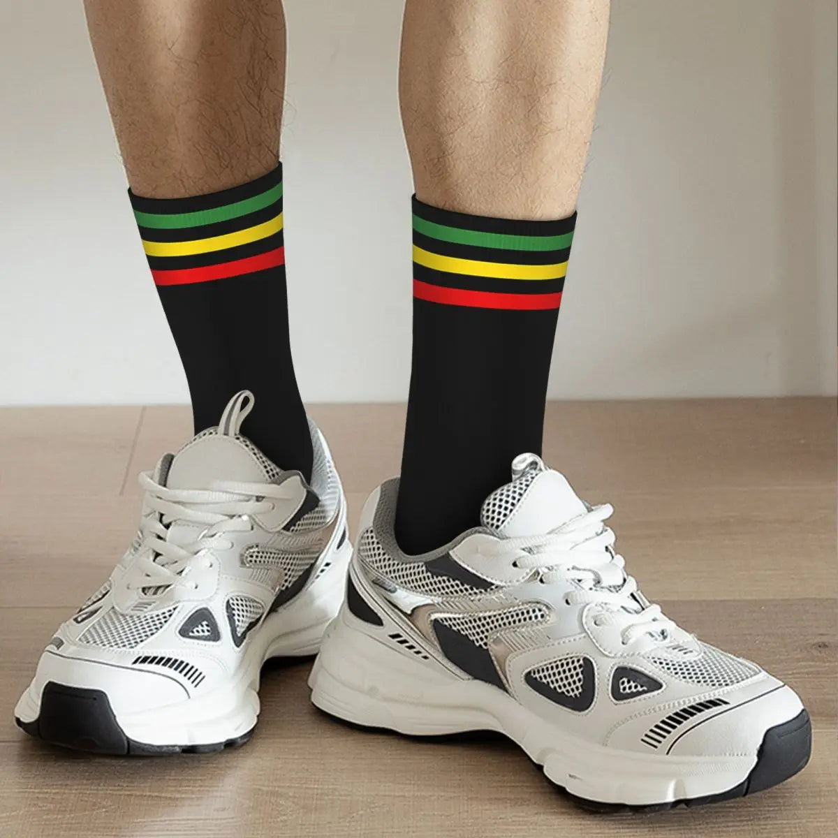 Rasta Printed Crew Socks